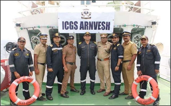 Joint Coastal patrol with marine Police onboard ICGS Arnvesh